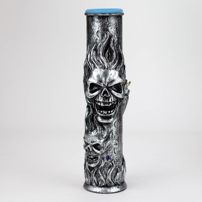 12.5" Resin Water Bong [AH18X] Resin · Silicone · Plastic Bong Canadian Distributor Skull with Flame