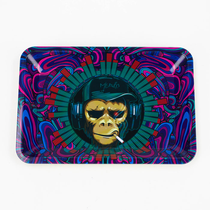 Small Metal Rolling Tray ROLLING ACCESSORIES Canadian Distributor Monkey with Cigar