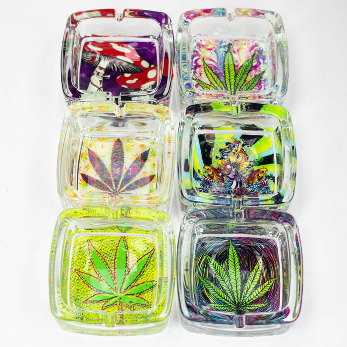 Square Glow in the dark glass ashtray Glass Ashtray Canadian Distributor