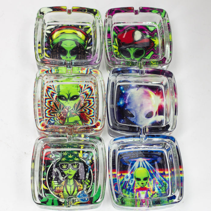 Square Glow in the dark glass ashtray Glass Ashtray Canadian Distributor