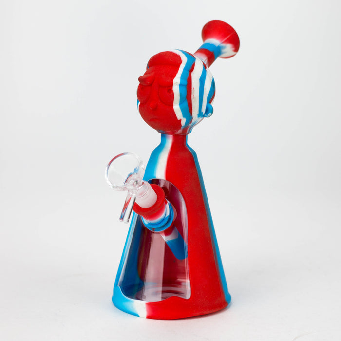 7" RM Cartoon multi colored silicone water bong [H120] Resin · Silicone · Plastic Bong ONE Red-Blue-White