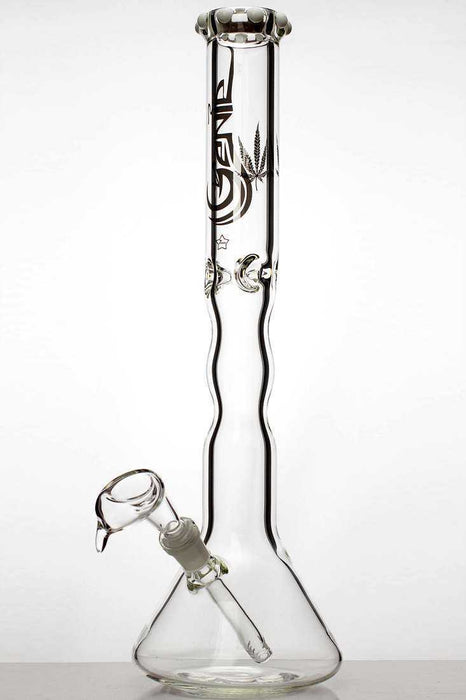 18 inches genie white dot colored glass beaker bong-Clear - One Wholesale