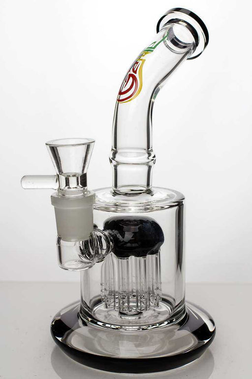 8" bent neck bubbler with 10-arm diffuser Glass Bong ONE Black