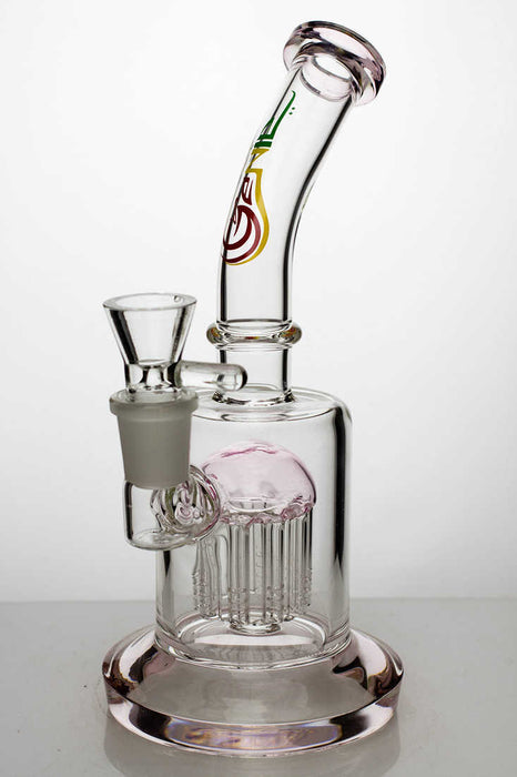 8" bent neck bubbler with 10-arm diffuser-Pink - One Wholesale