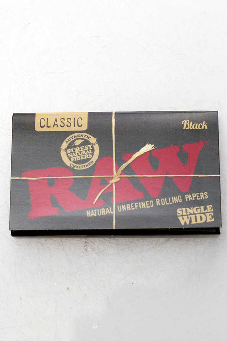 RAW Black Natural Unrefined Rolling Paper-Singlewide - One Wholesale