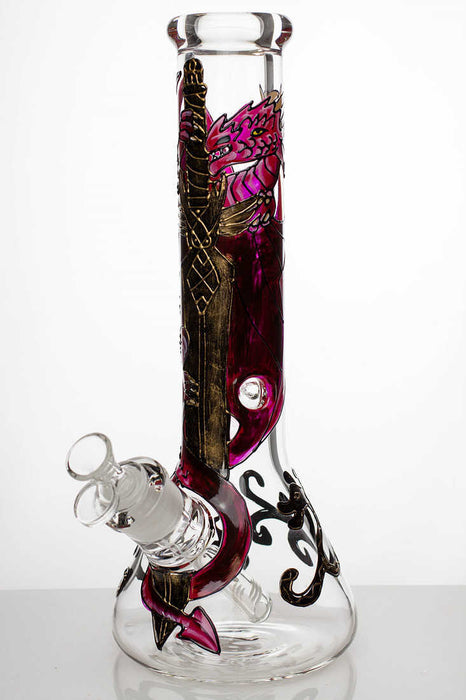 13" heavy glass Artwork beaker water bong-Dragon Gold sword -2741 - One Wholesale
