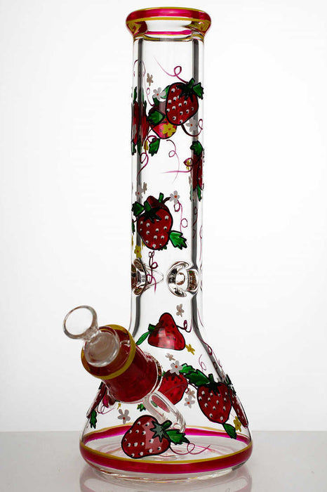 13" heavy glass Artwork beaker water bong-Strawberry-2748 - One Wholesale