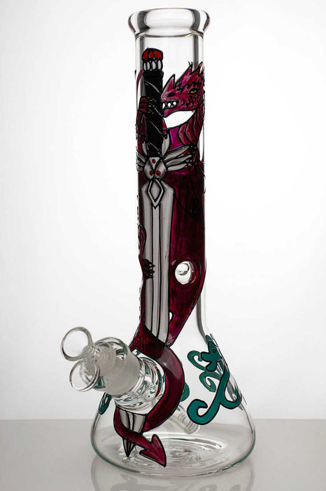 13" heavy glass Artwork beaker water bong-Dragon Silver sword-2752 - One Wholesale