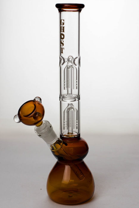 12" ghost dual 3 arms percolator water bong-Amber-2796 - One Wholesale