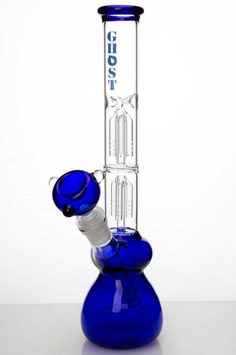 12" ghost dual 3 arms percolator water bong-Blue-2800 - One Wholesale
