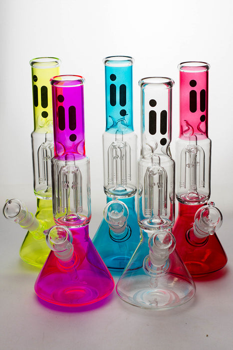 12" infyniti glass 4-arm beaker Bong- - One Wholesale