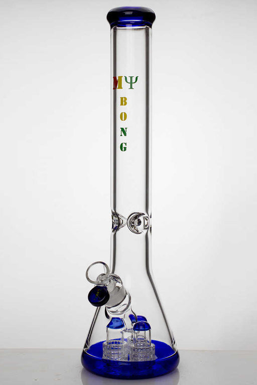 18" Triple Barrel Beaker glass water bong Glass Bong ONE Blue