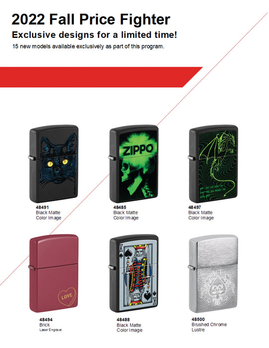Zippo 2022 Price Fighter 30 lighter Pre-pack with Zippo 12 x 4.5oz Fluid Free