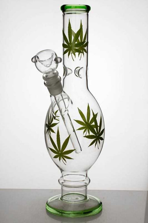 12 inches leaf printed glass water bong Glass Bong ONE