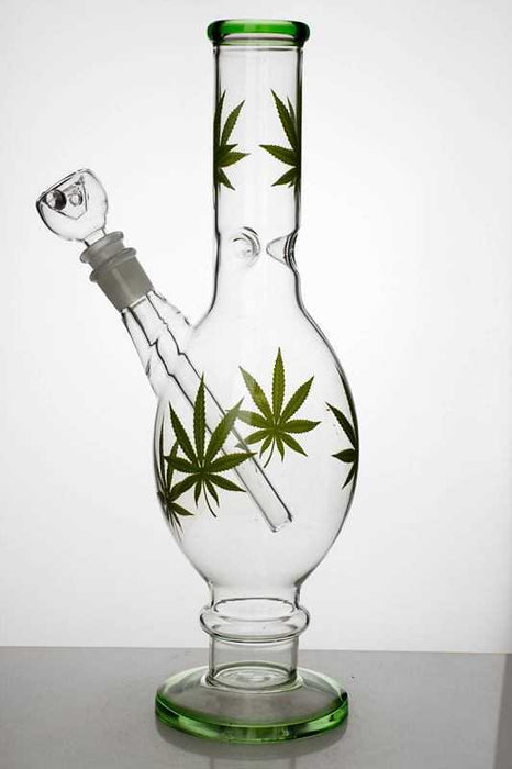 12 inches leaf printed glass water bong- - One Wholesale