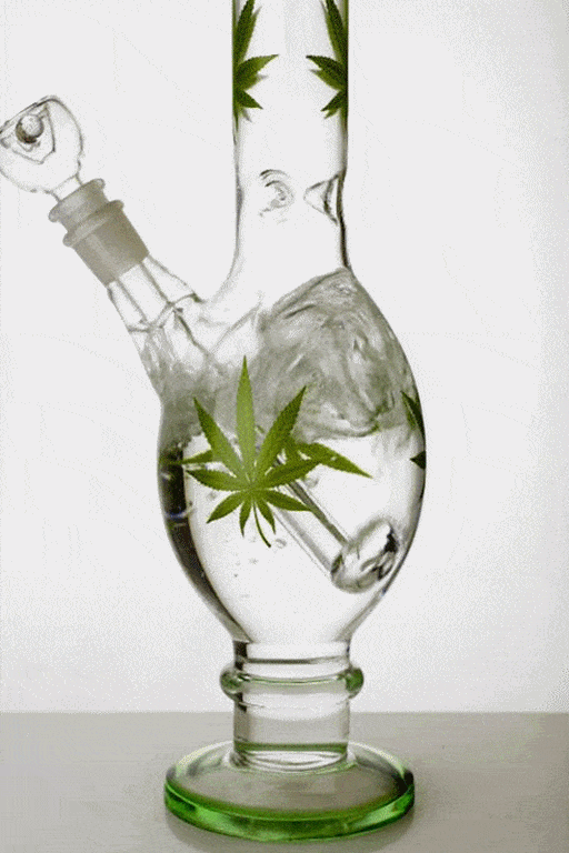 12 inches leaf printed glass water bong Glass Bong ONE