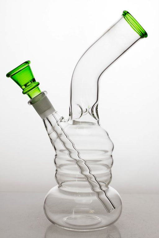 8" glass water bong with 3 pinched ice catcher-Green - One Wholesale