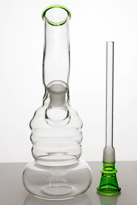 8" glass water bong with 3 pinched ice catcher- - One Wholesale