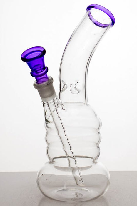 8" glass water bong with 3 pinched ice catcher-Purple - One Wholesale