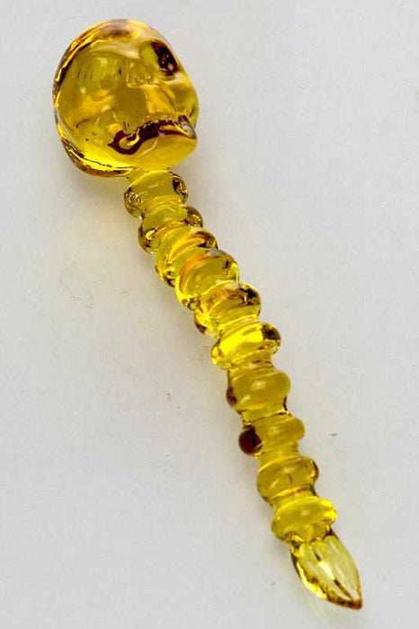 Skull Shape Glass Dabber-Amber - One Wholesale