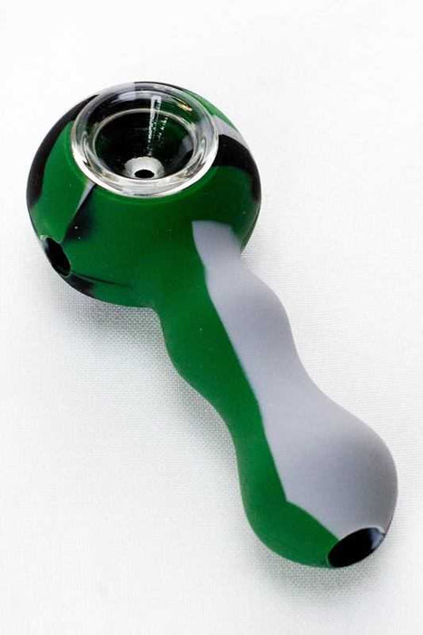 Silicone hand pipe with glass bowl-Camo-3184 - One Wholesale