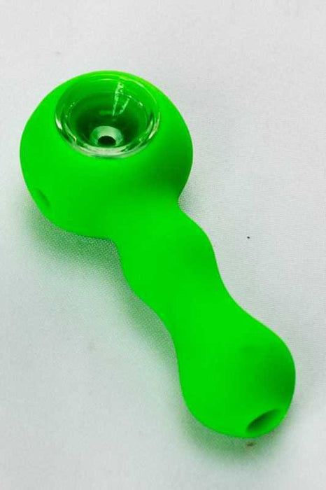 Silicone hand pipe with glass bowl-Green-3185 - One Wholesale
