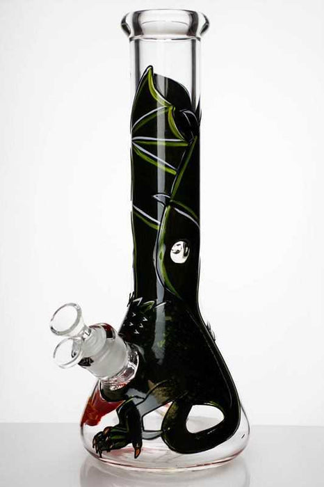 13" heavy glass Artwork beaker water bong-Flaming dragon-3225 - One Wholesale