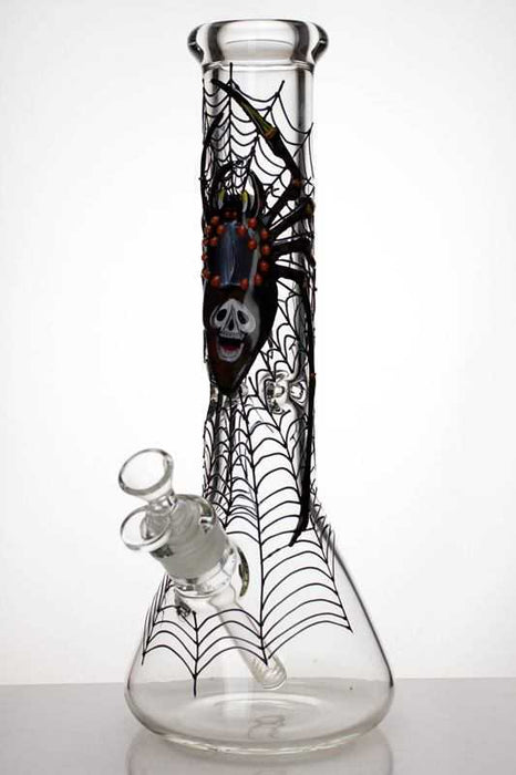 13" heavy glass Artwork beaker water bong-Spider on the web-3226 - One Wholesale