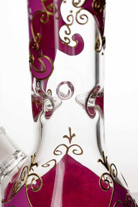 13" heavy glass flower artwork beaker water bong- - One Wholesale