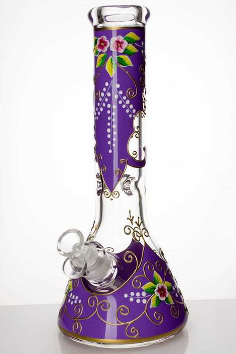 13" heavy glass flower artwork beaker water bong-Purple - One Wholesale
