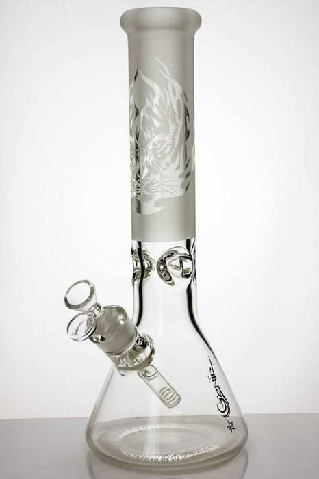 13.5 inches heavy sandblasted glass beaker water bong-Pattern 3239 - One Wholesale