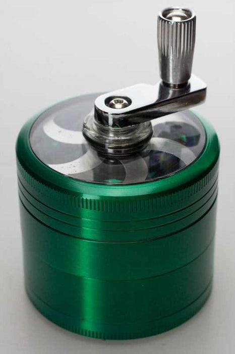 4 parts aluminium herb grinder with handle-Green - One Wholesale