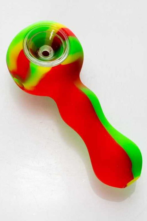 Silicone hand pipe with glass bowl-Rasta-3340 - One Wholesale