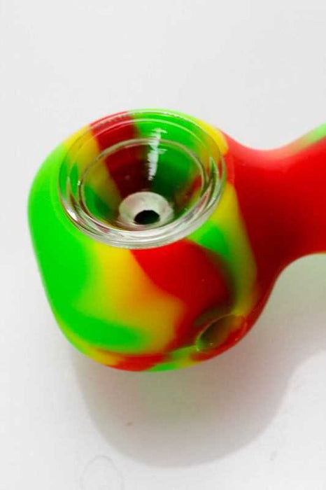 Silicone hand pipe with glass bowl- - One Wholesale