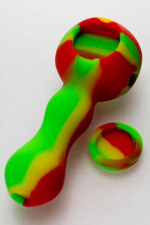 Silicone hand pipe with glass bowl- - One Wholesale