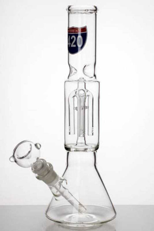 12" 4 Tree arms glass beaker Bong-Clear - One Wholesale