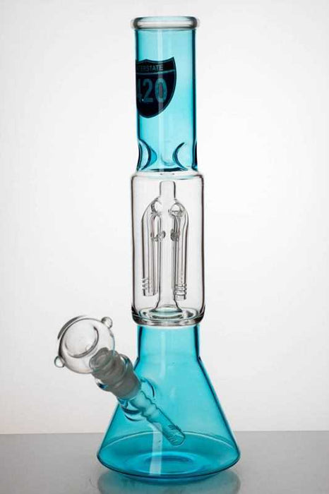 12" 4 Tree arms glass beaker Bong-Blue - One Wholesale