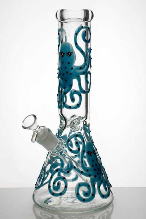13" octopus artwork thick glass beaker bong-Blue - One Wholesale