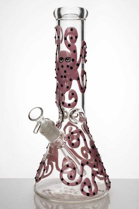 13" octopus artwork thick glass beaker bong-Pink - One Wholesale