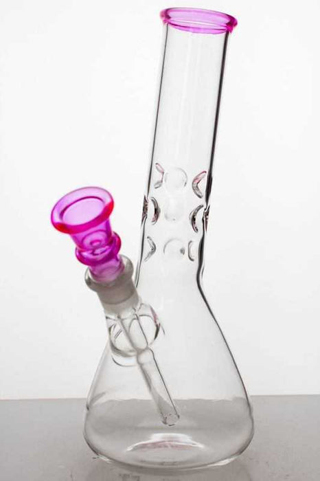 8" 9-pinch ice catcher glass water bong-Pink - One Wholesale