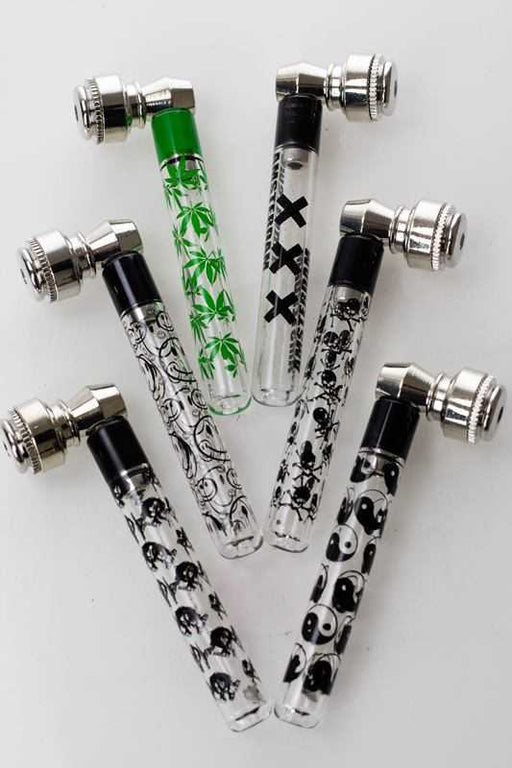 Glass tube pipe with metal screen- - One Wholesale