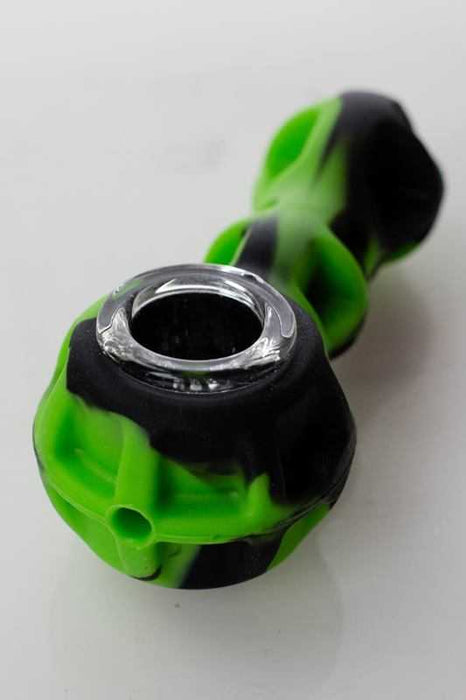 Silicone hand pipe with multi hole glass bowl- - One Wholesale