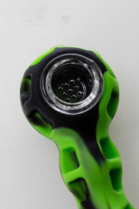Silicone hand pipe with multi hole glass bowl- - One Wholesale