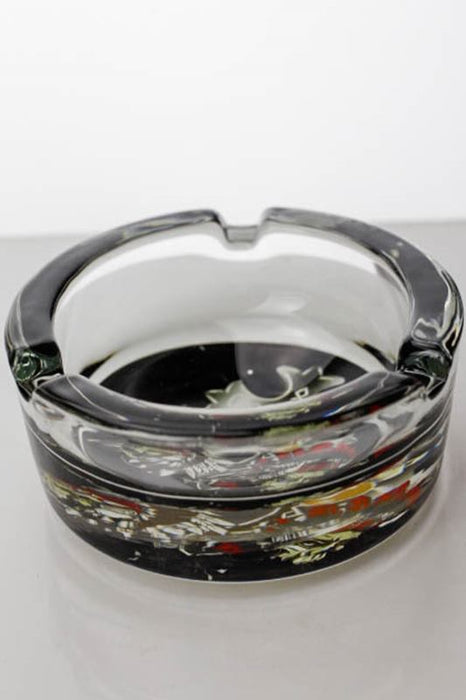 Round slick design glass ashtray- - One Wholesale