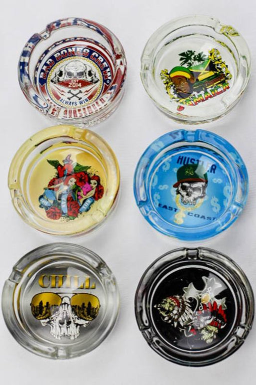 Round swag design glass ashtray- - One Wholesale