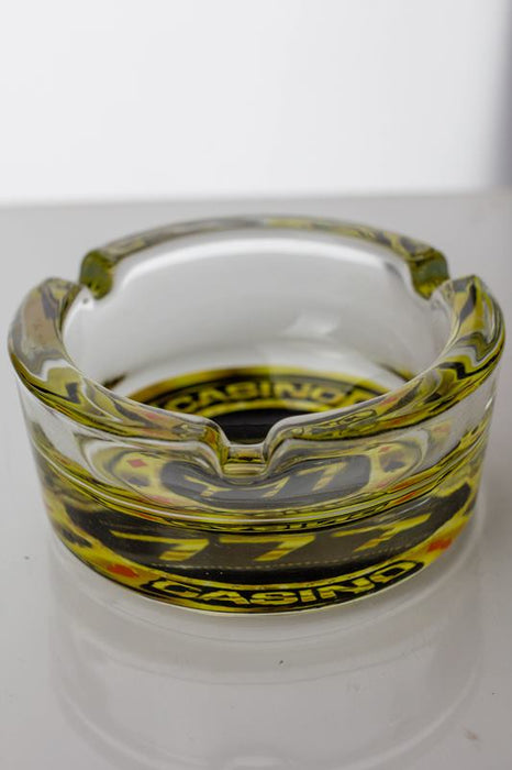 Round vegas design glass ashtray- - One Wholesale