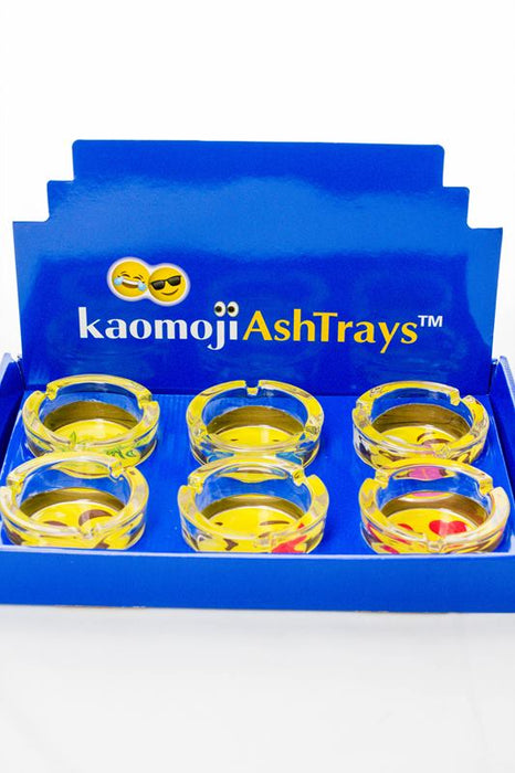 Round kaomoji design glass ashtray- - One Wholesale