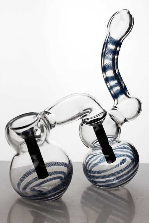 Double chamber bubbler Glass Pipe ONE Blue-3647