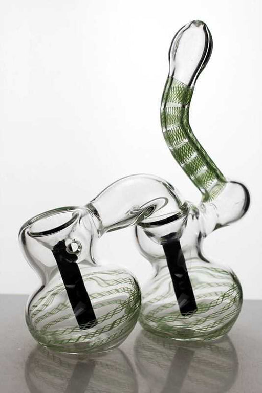 Double chamber bubbler Glass Pipe ONE Green-3648