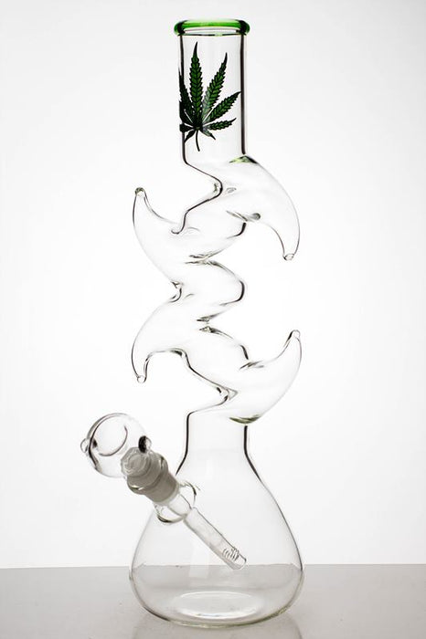 14" kink zong glass water pipe-Green-3686 - One Wholesale